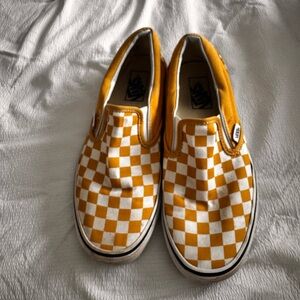 Vans Checkerboard Slip-On Sneakers in Yellow and White